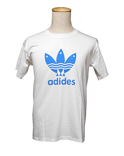 (ラッキーマート)LUCKYMART パロディロゴ おもしろ Tシャツ adides white (L)