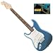 Fender® Standard Stratocaster®, Left Handed Electric Guitar, Lake Placid Blue, Rosewood Fretboard, with Moore Brothers Music PikCard, Strings, Polish Cloth, Peg Winder, and Strap in a 6 item Bundle