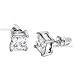 Buyless Fashion Surgical Steel Additional Push Back White Squared Crystal CZ Earring