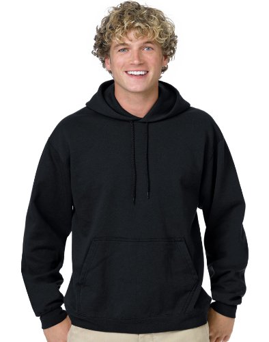 Hanes Men's Fleece Full Cut Hood Pullover Hoodie, BLACK, Medium