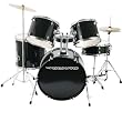 DrumFire Drum Set with Drum Throne, Sticks, Drum Key, and Cymbals (Black)