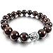 Men,Women's 10mm 12mm Alloy Bracelet Link Wrist Energy Stone Brown Silver Tiger Eye Buddha Mala Beads Elastic