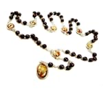 Chaplet of The Seven Sorrows Rosary - 18in. Chain - Wood Beads with Illustrated Medals and Centerpieces - IMPORTED FROM ITALY - Gift Boxed