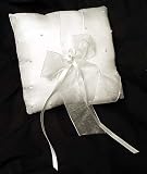 White Satin Wedding Ring Bearer Pillow With Pearl Accents #31645