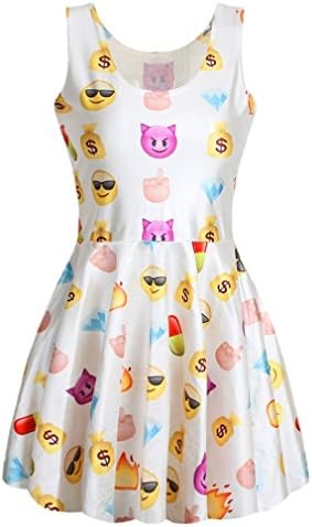 YauYau Print Print Dress Ball Clubwear Skater 3D Digital Emoji Party A1 S-M