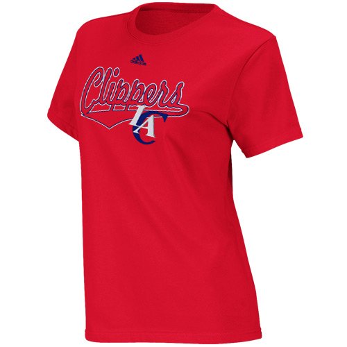 NBA adidas Los Angeles Clippers Ladies Out of Bounds Logo T-Shirt - Red (Large)