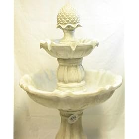 40 2 Tier White Resin Artichoke Outdoor Fountain Bird Bath by 