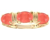 14K Yellow Gold Oval Three-Stone Ring-Coral-full, half sizes from 5-8.5