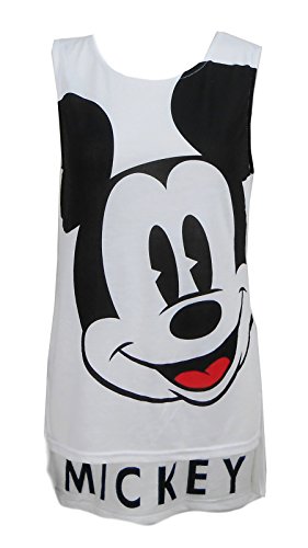 Disney Womens Mickey Mouse Big Face White Tank Top Sizes (S-XL)