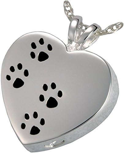 Memorial Gallery Pets 3167s Paw Prints On My Heart Sterling Silver Cremation Pet Jewelry