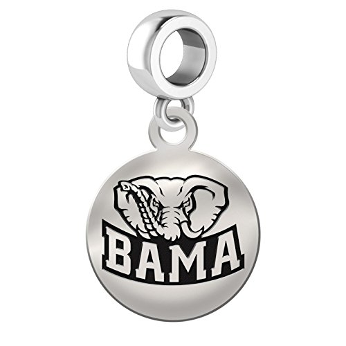 Alabama Crimson Tide Sterling Silver Round Drop Charm Fits All European Style Charm Bracelets