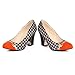 Charm Foot Vintage Damier Womens Chunky Heel Pumps Shoes