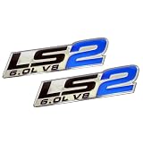 2x (pair set)LS2 6.0L V8 Blue Engine Emblems Badges Highly Polished Aluminum Chrome... by Unknown