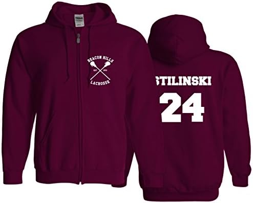 Stilinski 24 Zip Up Hoodie (MAROON, S)