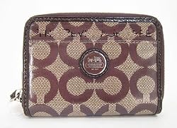 Coach Signature Alex Coated Medium Zip Around Wallet Khaki