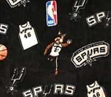 NBA San Antonio Spurs Black Basketball Print Fleece Fabric by the yard