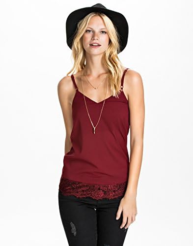 Club L Essentials Women's Eyelash Lace Cami Top Berry Size X-Small 100% polyester.