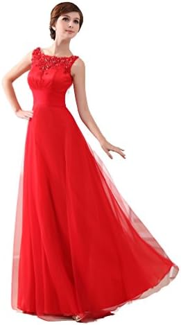 ZED Chiffon and Tulle Women's Prom Dress (US size 2, Red)