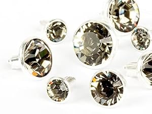 Chaton-Nieten von Swarovski Elements (Black Diamond Multi Size Mix, Silber) - 4mm Schaft, 2300 Stück