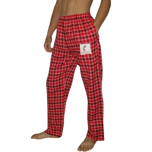 Mens NCAA Cincinnati Bearcats Plaid Cotton Thermal Sleepwear / Pajama Pants - Red (Size: M)