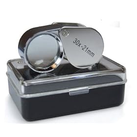 SILVER 30 X 21 MM JEWELER'S LOUPE EYE MAGNIFYING GLASS