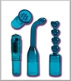 Blue Waterproof Mini-Massager Travel Kit With 3 Interchangeable Pliable Sleeves