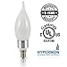 Hyperikon® LED Candle 3-Watt (30-Watt), Flame Tip Chandelier Bulb, Silver Housing, Candelabra Base (E12), 2300K (Amber Glow®), Frosted Cover, 340°-Beam Angle, Dimmable, UL-Listed