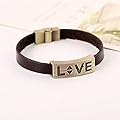 Carat LoversBronze-tone Smooth Surface "LOVE" Engraved Leather Wrap Bracelet