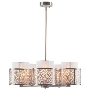 Eurofase 17403-016 Caledon 5-Light Chandelier, Satin Nickel White