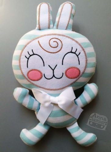 BLUE Bunny with White Bow Designer Plush Rabbit