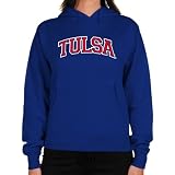 NCAA Tulsa Golden Hurricane Ladies Arch Applique on Team Color Midweight Pullover Hoodie - Royal Blue