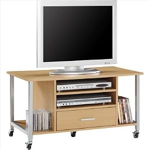 Altra Logic TV Stand in Maple and Silver by