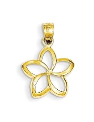 14k Yellow Gold Polished Small Cut-out Plumeria Pendant
