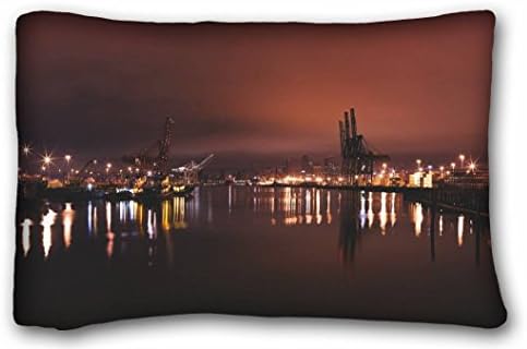 Soft Pillow Case Cover ( City City city night Port ) Zippered Body Pillow Case Cover Size 20"X30" suitable for Queen-bed