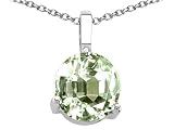 1.25 cts Genuine Round 7mm.green Amethyst Pendant - 14kt White or Yellow Gold