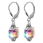 Romantic Swarovski Crystal Sterling Silver Designer Leverback 1" Long Dangle Earrings