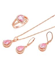 Gold Plated Silver 11.48 CTW Cubic Zirconias Ladies Jewelry Set. Ring Size 7.5. Length 28 in. Total Item weight 3.6 g.