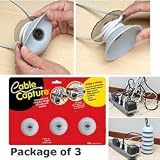Cable Capture Jr 3 Pack Cord Control (Grey Black) (1"H x 2"Diameter)