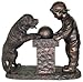 Young Boy and St. Bernard Dog Antique Bronze Fountain