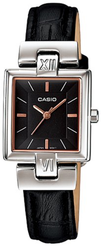 Casio Women's Core LTP1354L-1C Black Leather Quartz Watch with Black Dial