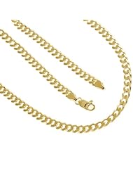 925 Solid Sterling Silver Cuban Chain 22 Inches 4.3 mm 14K Gold Plated 18 Grams