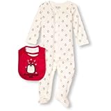 THE CHILDREN'S PLACE(ザ・チルドレンズプレイス) ペンギンビブ&プリントフッテッドスリープ&プレイセット ホワイト アウターパーカー 0～3ヶ月【並行輸入】