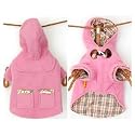 Oxford Duffel Coat with Plaid Lining & Toggle Ties for Dogs and Cats - Pink