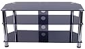 Zyon Glass Stand For Plasma & LCD TV Up To 50-Inch or 65kg -  Black Glass With Silver Legs & Cable Management Panel