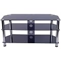 Zyon Glas Aufstellung f�r Plasma-und LCD-Fernseher bis 50-Zoll-oder 65kg - Schwarzes Glas mit Silber Beine & Kabelf�hrungspanel