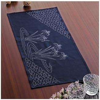 Sashiko kit 260 (navy blue) table center Ayame