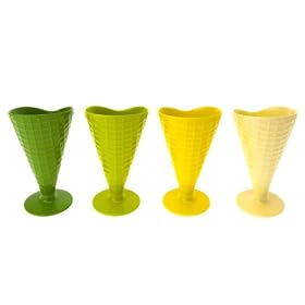 Ice cream cups set melamine green assorted