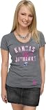 Kansas Jayhawks Women's adidas Heathered Grey Gymnasium Wear Too Breast Cancer Awareness Tri-Blend V-neck T-Shirt