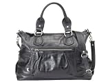 OiOi Black Iguana Leather Slouch Tote Baby Changing bag: leather baby changing bag