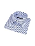 Forzieri Blue and White Stripe French Cuff Cotton Dress Shirt